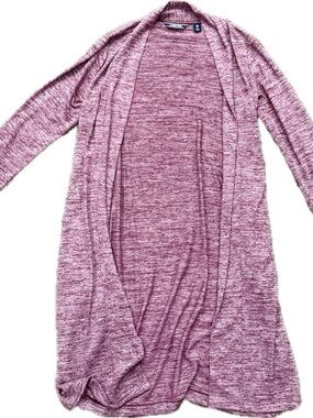 Lands’ End Open Front Cardigan XS 2-4 Heathered Purple Long Sleeve